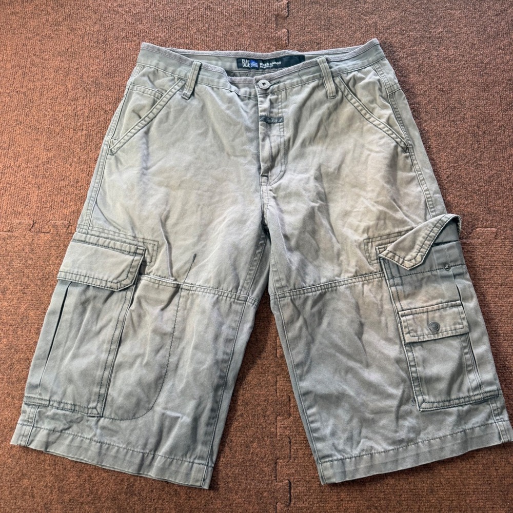 A- Marithe Francois Girbaud Biker Cargo Shorts Mens 34 Relaxed Fit Khaki Cotton